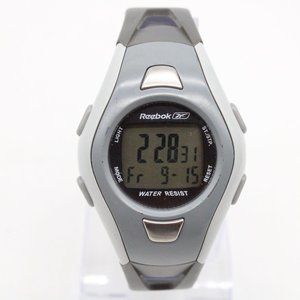 Vintage Reebok Digital Watch Mens Gray Tone Stainless Steel Sports Watch WR